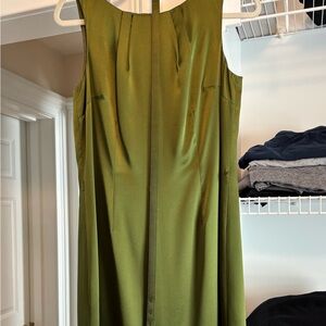 Ann Taylor Silk Olive Green Dress with Belt